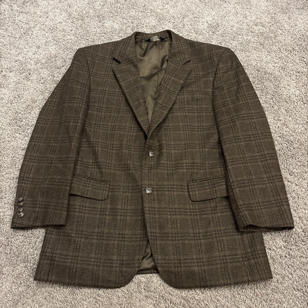 Jos A Bank Vintage Men's Lambswool Glen Plaid Thick Blazer Suit Jacket 42R Read